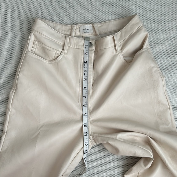 Aritzia Wilfred Cream Leather Straight Leg Pants Size 8 - Picture 4 of 8